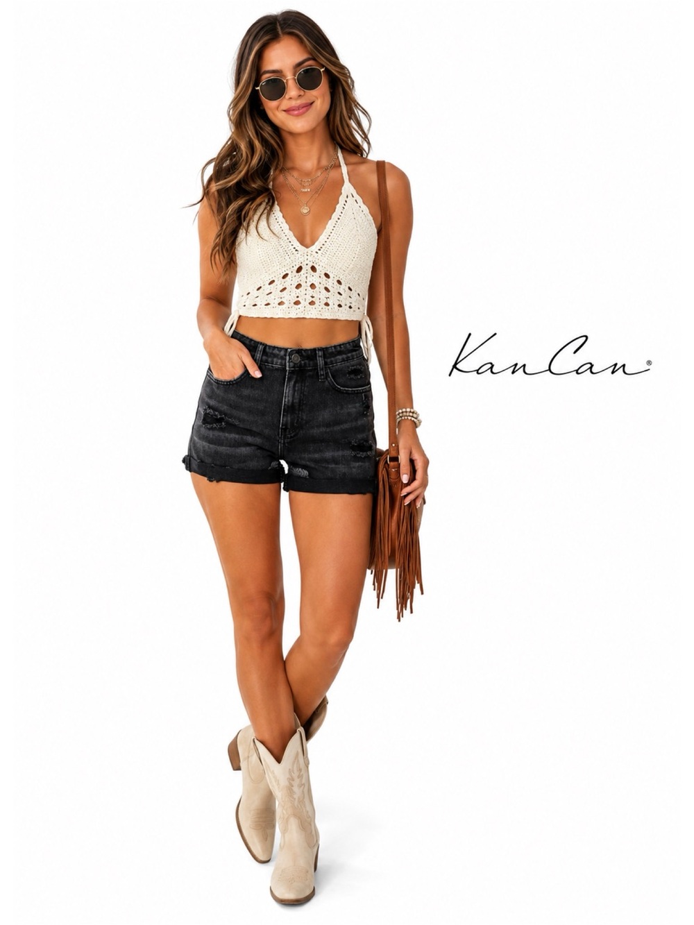 KANCAN Black Ripped Jean Shorts